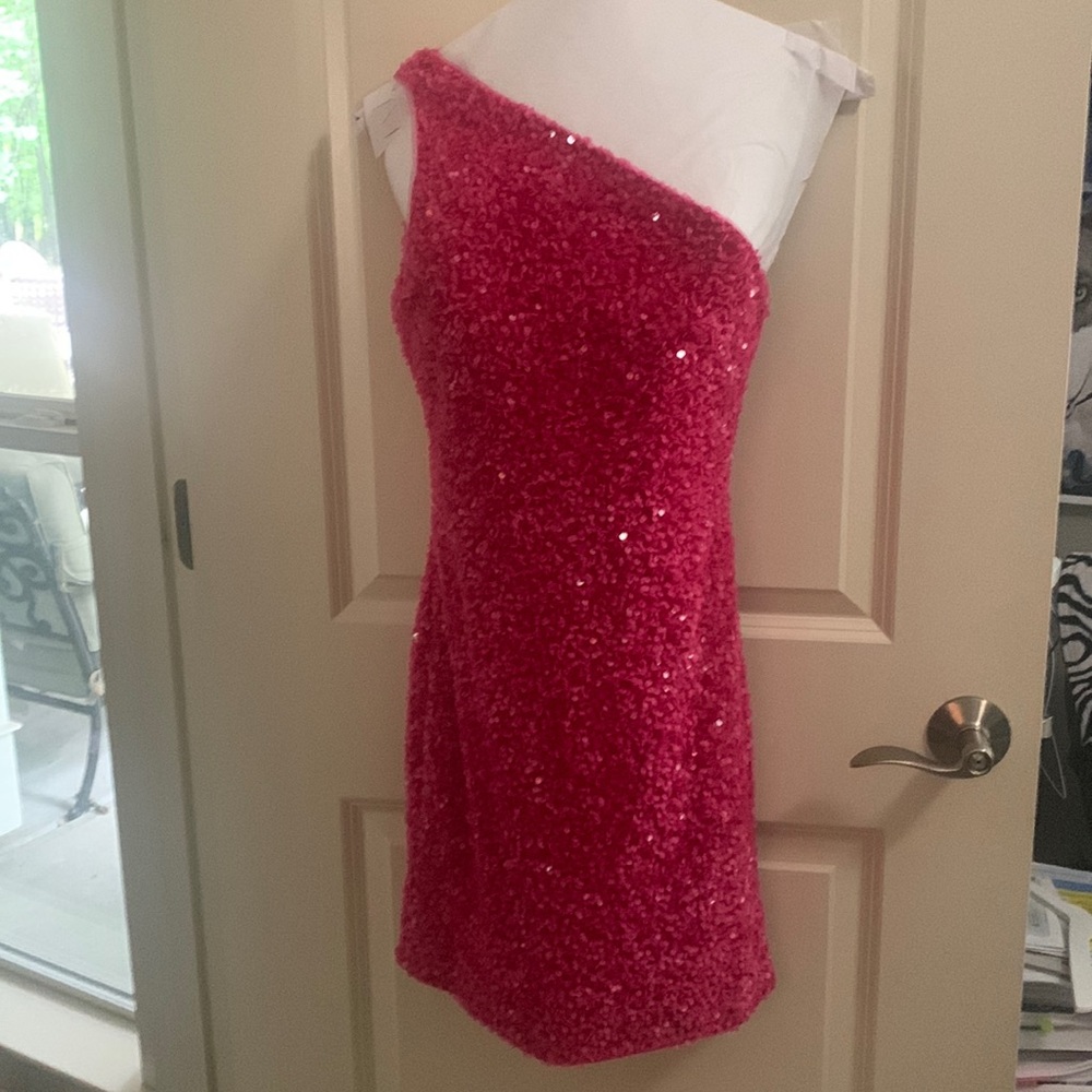 Berlin Nova hot pink sequin dress worn once for homecoming dance